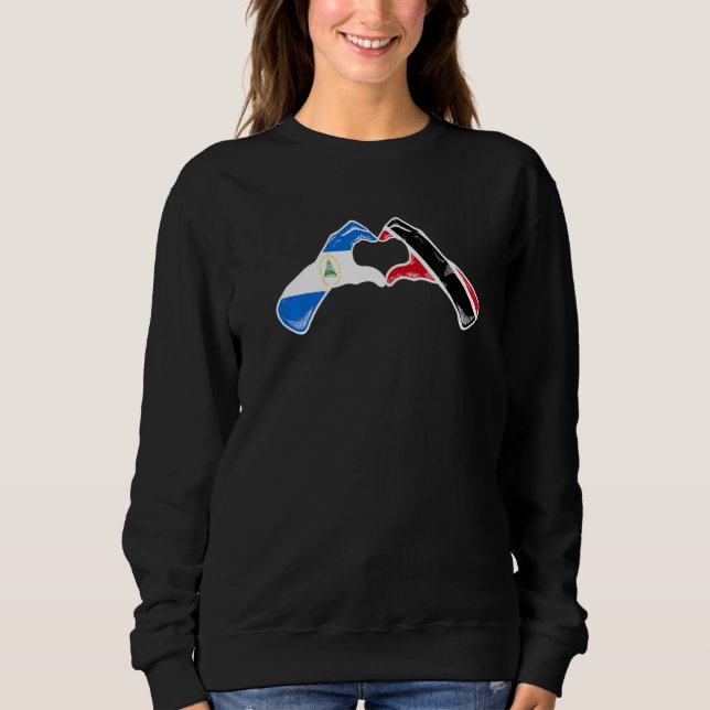 Trinidad And Tobago Nicaragua Flag Heart Mix Herit Sweatshirt (Front)