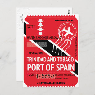 trinidad and tobago port of spain travel ticket postcard
