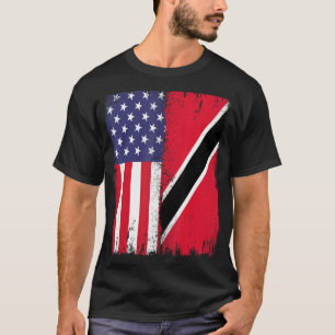 Trinidad And Tobago Trini Roots Half USA Trinidad T-Shirt