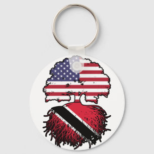 Trinidad and Tobago Trinidadian American USA Tree Key Ring