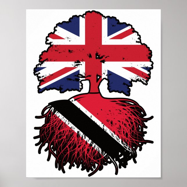 Trinidad and Tobago Trinidadian British UK Tree Poster (Front)