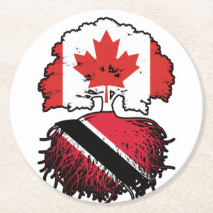 Trinidad and Tobago Trinidadian Canadian Canada Round Paper Coaster