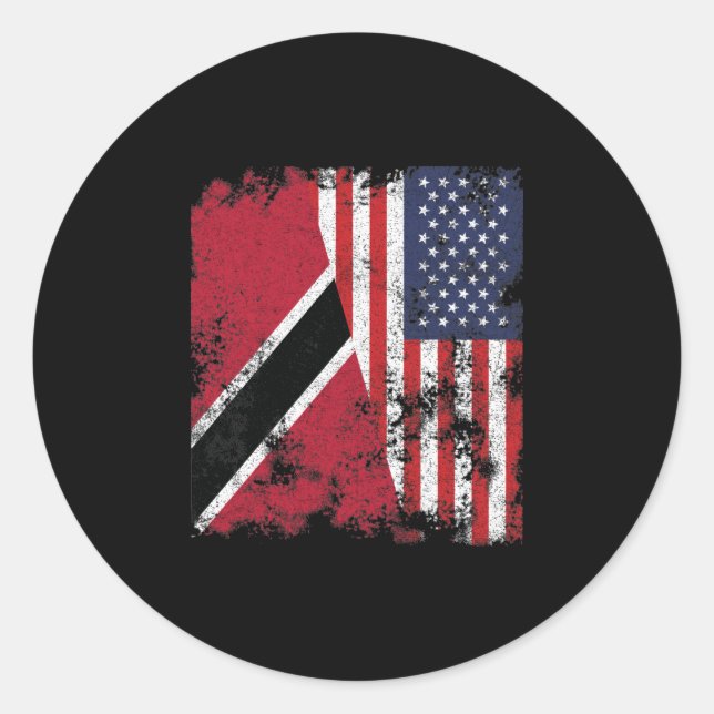 Trinidad And Tobago USA Flag Classic Round Sticker (Front)