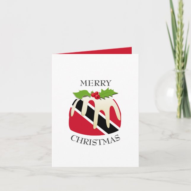 TRINIDAD FLAG | Christmas Pudding | Festive Holiday Card (Front)