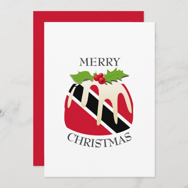 TRINIDAD FLAG | Christmas Pudding | Festive Holiday Card (Front/Back)