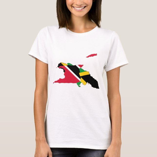 Trinidad Jamaica design -  Map T-Shirt (Front)