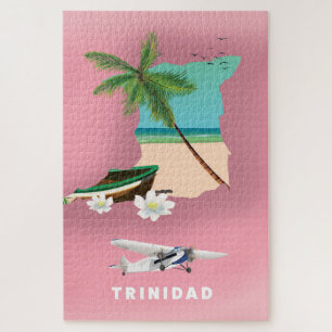 Trinidad map illustrated travel poster. jigsaw puzzle