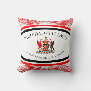 Trinidad & Tobago Coat of Arms Red Dot Pattern Cushion