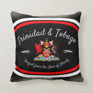 Trinidad & Tobago Coat of Arms White Dot Pattern Cushion