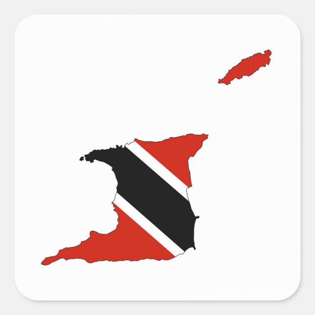 trinidad tobago country flag map square sticker (Front)