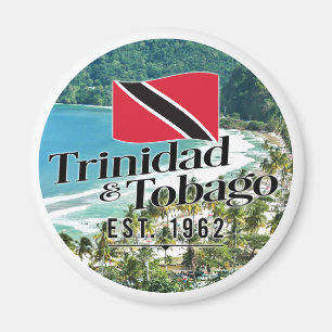 "Trinidad & Tobago Est. 1962" Beach With Flag Magnet