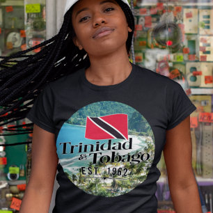 "Trinidad & Tobago Est. 1962" Beach With Flag T-Shirt