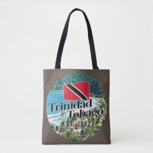 "Trinidad & Tobago Est. 1962" Beach With Flag Tote Bag