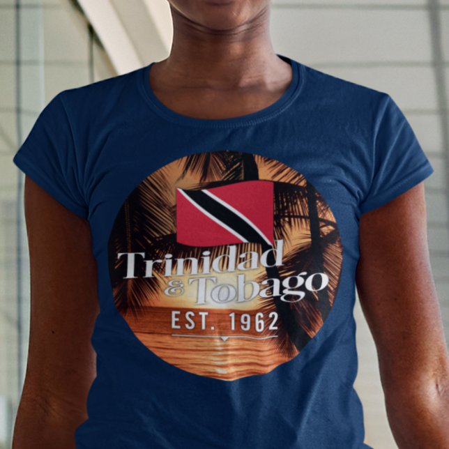"Trinidad & Tobago Est. 1962" Sunset With Flag T-Shirt (Creator Uploaded)