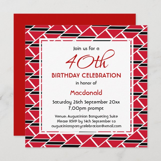TRINIDAD TOBAGO FLAG Custom Birthday Celebration Invitation (Front/Back)