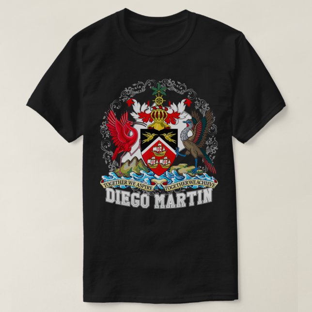 Trinidad Tobago Flag Emblem Diego Martin Crest  T-Shirt (Design Front)