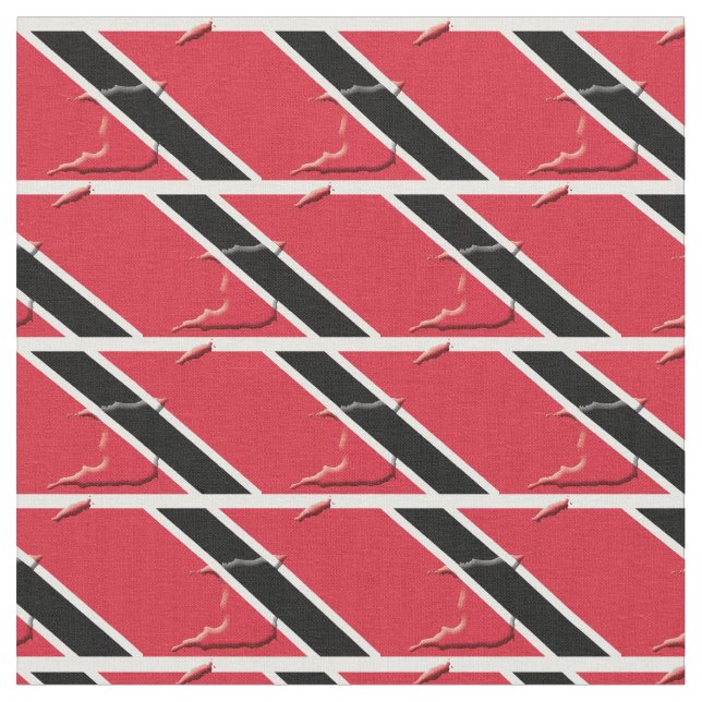 TRINIDAD TOBAGO Flag Map Outline Fabric (Close Up)