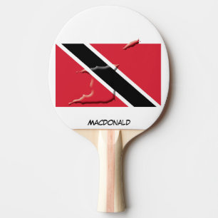 TRINIDAD TOBAGO FLAG & MAP Personalised Ping Pong Paddle