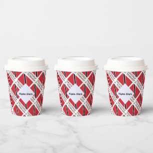 Trinidad Tobago Flag Tiled Personalised Paper Cups