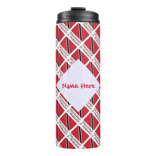 Trinidad Tobago Flag Tiled Red Personalisation Thermal Tumbler (Front)