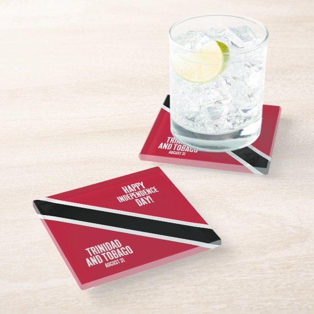 Trinidad & Tobago Independence Day National Flag Glass Coaster (Angled)