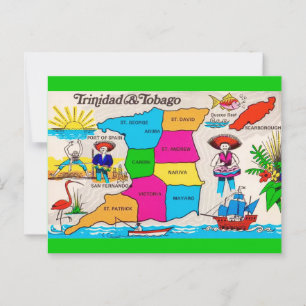 Trinidad & Tobago Map Postcard