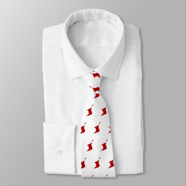 Trinidad & Tobago RED Map on WHITE Tie (Tied)