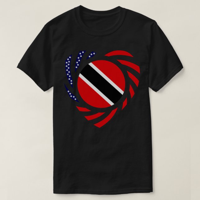 Trinidadian American Multinational Patriot Flag He T-Shirt (Design Front)