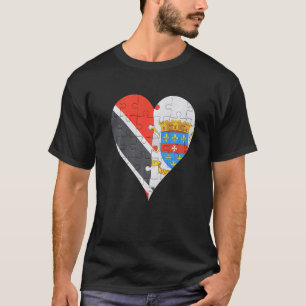 Trinidadian And Tobagoan St Barts Flag Heart T-Shirt