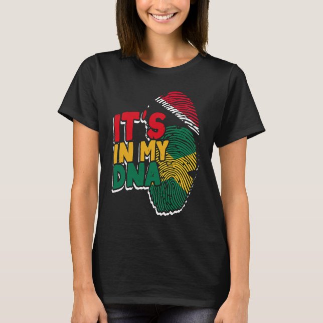 Trinidadian Jamaican Mix DNA Flag  Caribbean Islan T-Shirt (Front)