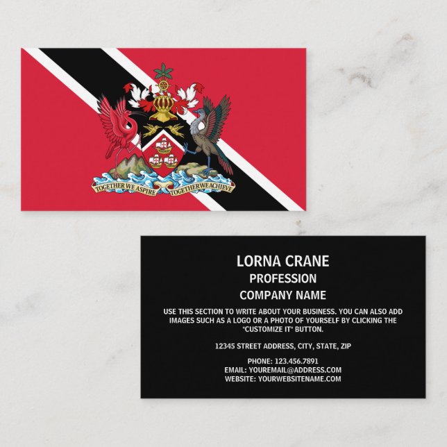 Trinidadians and Tobago Flag & Coat of Arms Business Card (Front/Back)