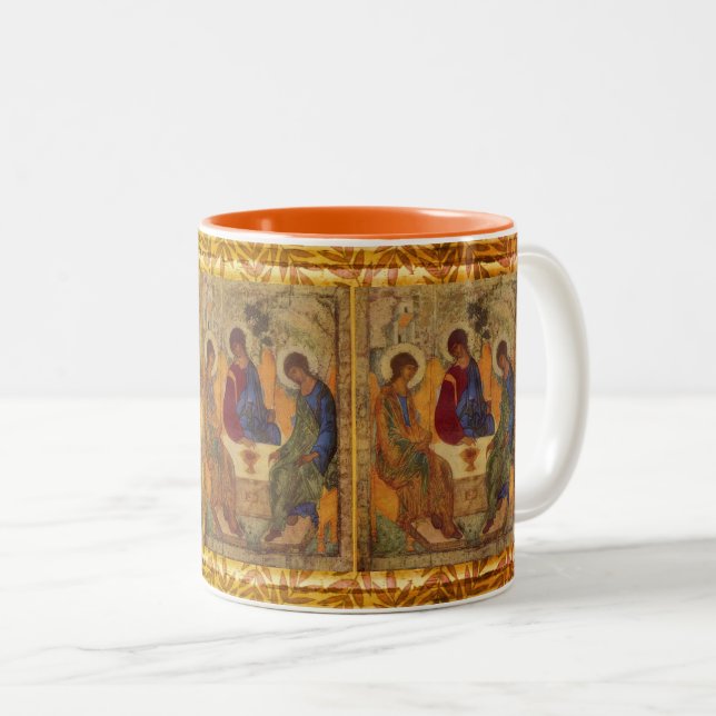 Trinity Angels At Mamre Two-Tone Coffee Mug (Front Right)