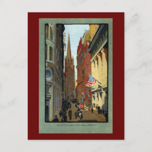 Trinity Church and Wall Street Postcard