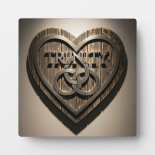 TRINITY Heart — Rustic Wooden Symbol Plaque