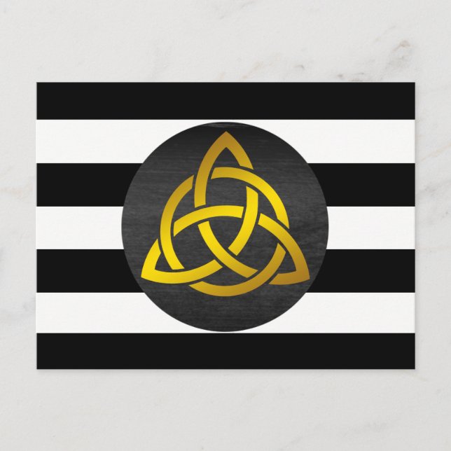 Trinity Knot Celtic Black Gold Striped Postcard (Front)
