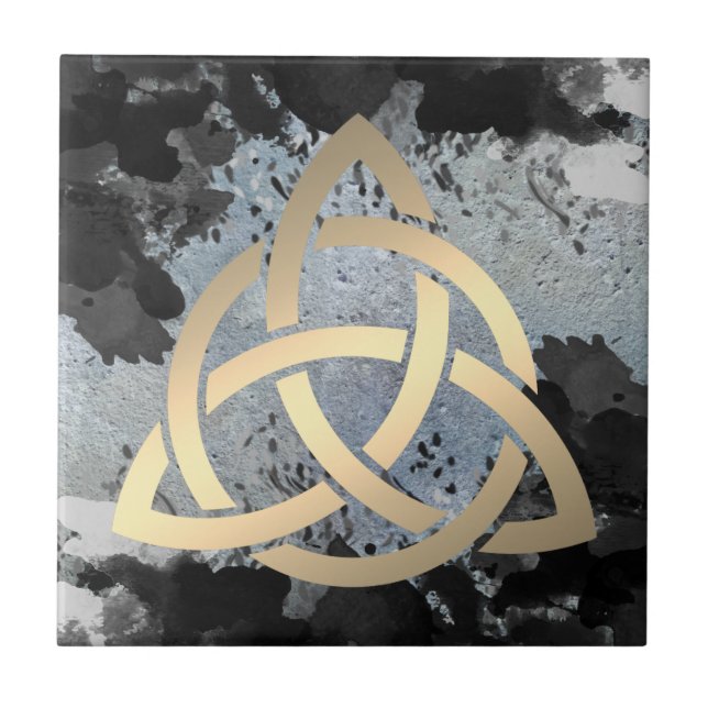 Trinity Knot Celtic Dark Clouds Sky Ceramic Tile (Front)