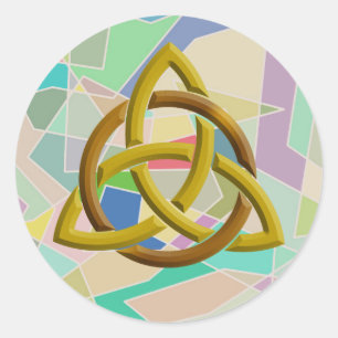 Trinity Knot Celtic Geometric Watercolor blocks Classic Round Sticker