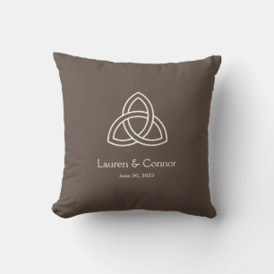 Trinity Knot Celtic Irish Wedding Brown Cushion