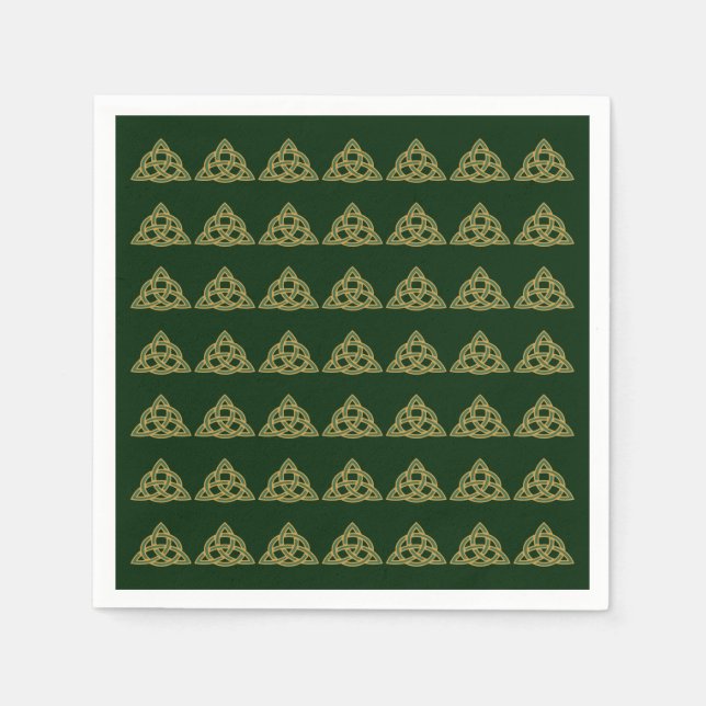 Trinity Knot Green Paper Napkins (Front)