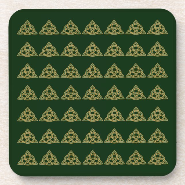 Trinity Knot Green Plastic Coasters (Front)