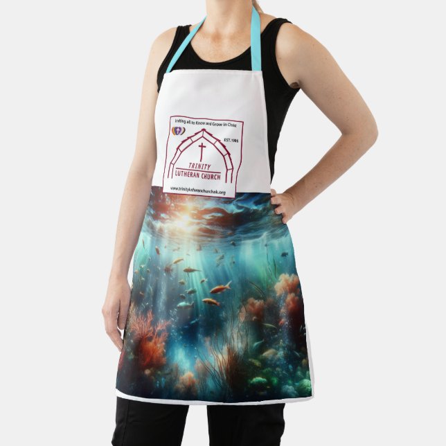 Trinity Logo and Ocean Apron (Insitu)
