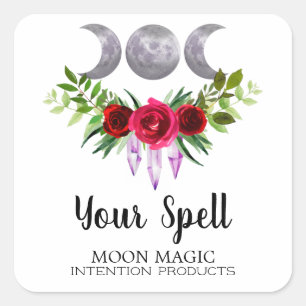 Trinity Moon Spell Jar Or Intention Candle Square Sticker