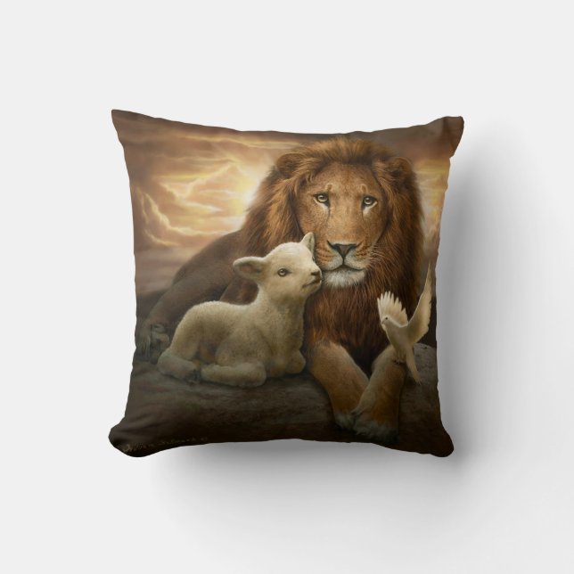 "Trinity of Peace" polyester throw pillow (Front)