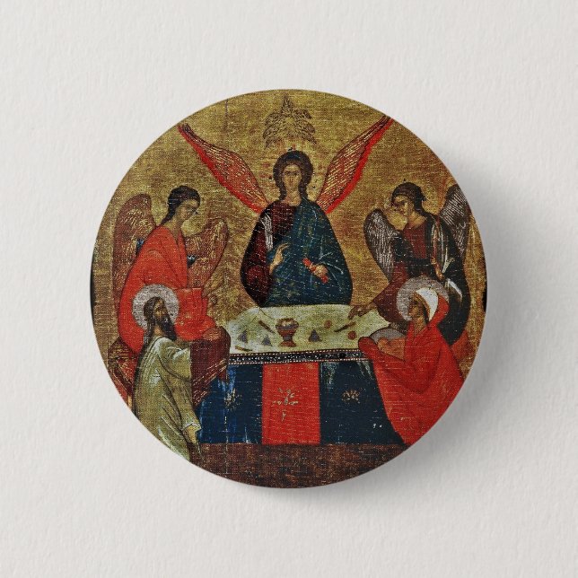 Trinity with the Saints 6 Cm Round Badge (Front)