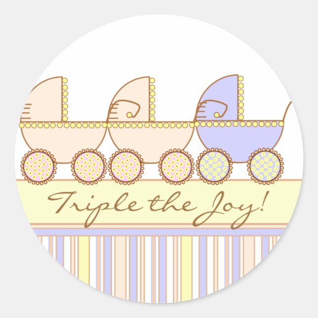 Trio Carriage Triplet Girl and Boy Sticker (Front)