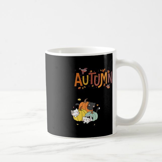 Trio Cute Pumpkin Cats Hello Fall Autumn Funny  Coffee Mug (Right)