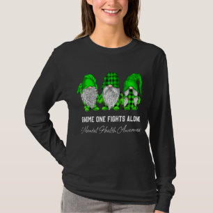 Trio Gnome Fights Alone Green Ribbon Mental Health T-Shirt