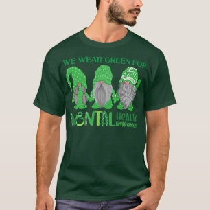 Trio Gnome In May We Wear Green For Mental Health T-Shirt
