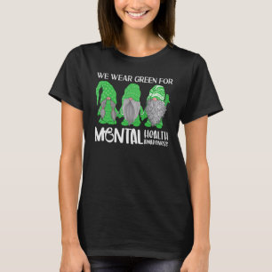 Trio Gnome In May We Wear Green For Mental Health  T-Shirt