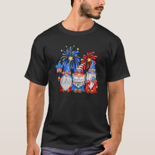 Trio Gnomes Cute Patriotic American Us Flag 4th Of T-Shirt